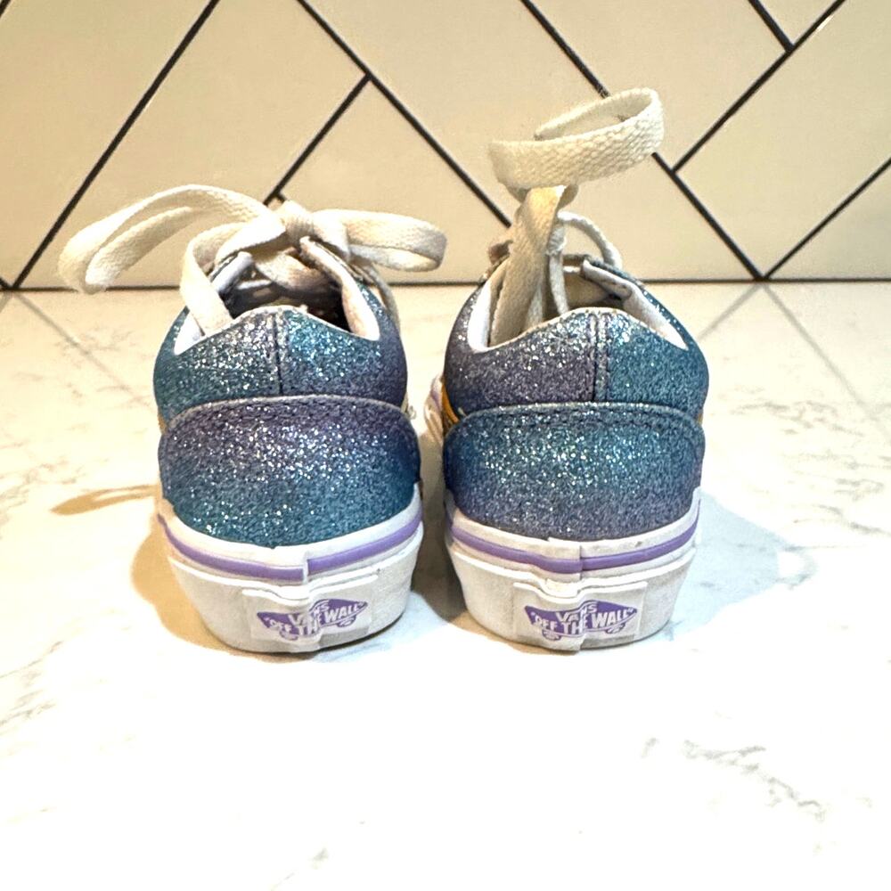 Vans Kids' Old Skool sneakers "Ombre Glitter" Blue/Purple colorway size 10.5 - Picture 5 of 8